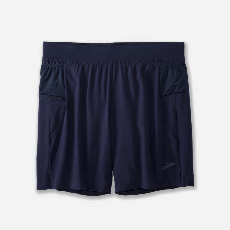 Brooks Sherpa 7 2-In-1 NZ - Men's Running Shorts - Navy (75014-TYHN)